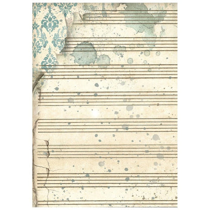 Stamperia - A6 Rice Paper Backgrounds Selection - 8/Sheets - Symphony. Available at Embellish Away located in Bowmanville Ontario Canada.