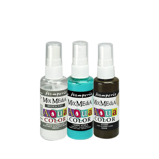 Stamperia - Aquacolor Spray Selection - A New Beginning. Includes 3 Aquacolor Sprays. Available at Embellish Away located in Bowmanville Ontario.
