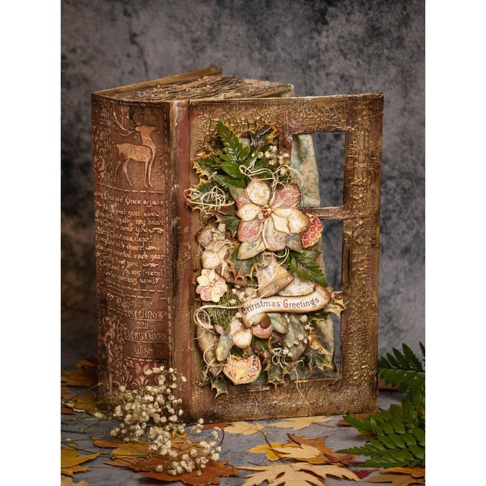Stamperia - Die-Cuts - Christmas Greetings. Add dimension and color to your projects. Great for scrapbooks, cards, journals, planners, and so much more. Available at Embellish Away located in Bowmanville Ontario Canada. Example by brand ambassador.
