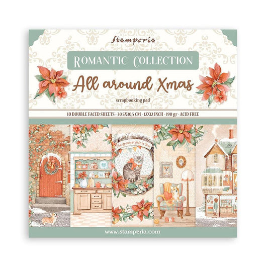 Stamperia - Double-Sided Paper Pad 12"X12" - 10/Pkg - All Around Christmas. Start your project off right with the perfect paper for scrapbook pages, greeting cards, bookmarks, gift cards, mixed media and much more! Available at Embellish Away located in Bowmanville Ontario Canada.