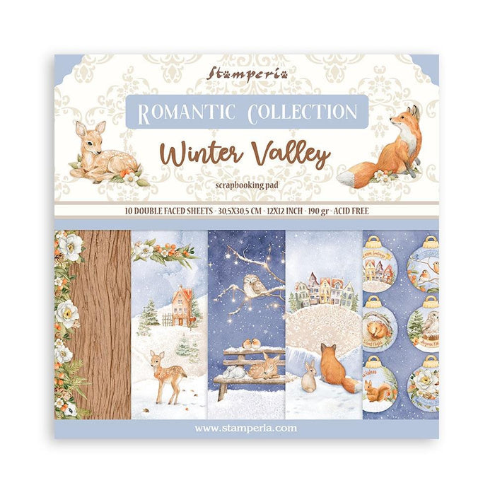 Stamperia - Double-Sided Paper Pad 12"X12" - 10/Pkg - Winter Valley. Start your project off right with the perfect paper for scrapbook pages, greeting cards, bookmarks, gift cards, mixed media and much more! Available at Embellish Away located in Bowmanville Ontario Canada.
