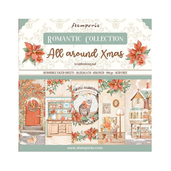 Stamperia - Double-Sided Paper Pad 8"X8" - 10/Pkg - All Around Christmas. Start your project off right with the perfect paper for scrapbook pages, greeting cards, bookmarks, gift cards, mixed media and much more! Available at Embellish Away located in Bowmanville Ontario Canada.
