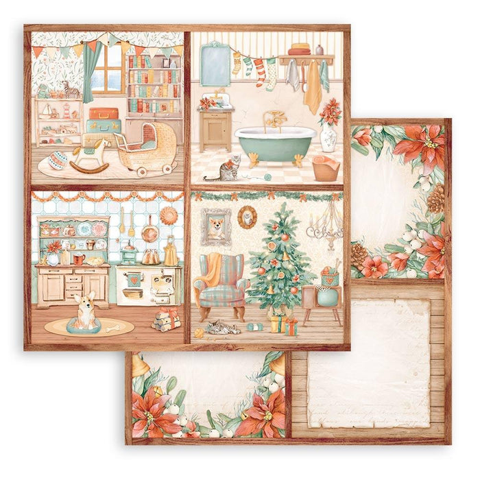 Stamperia - Double-Sided Paper Pad 8"X8" - 10/Pkg - All Around Christmas. Start your project off right with the perfect paper for scrapbook pages, greeting cards, bookmarks, gift cards, mixed media and much more! Available at Embellish Away located in Bowmanville Ontario Canada.