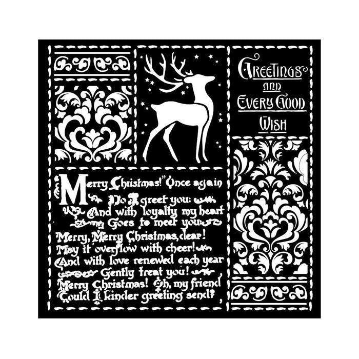 Stamperia - Stencil 7"X7" - Christmas Letters. Stencils are perfect for using on mixed media, card making, scrapbooking, textile art and so much more. Use them together or on their own. Available at Embellish Away located in Bowmanville Ontario Canada.