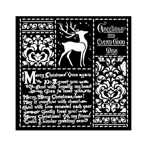 Stamperia - Stencil 7"X7" - Christmas Letters. Stencils are perfect for using on mixed media, card making, scrapbooking, textile art and so much more. Use them together or on their own. Available at Embellish Away located in Bowmanville Ontario Canada.