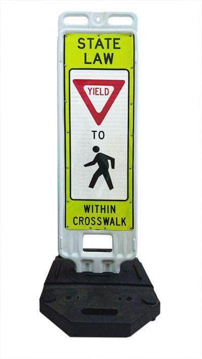 Step n Lock 'STATE LAW YIELD TO PEDESTRIANS WITHIN CROSSWALK' Traffic Panel - Crowd Control Warehouse