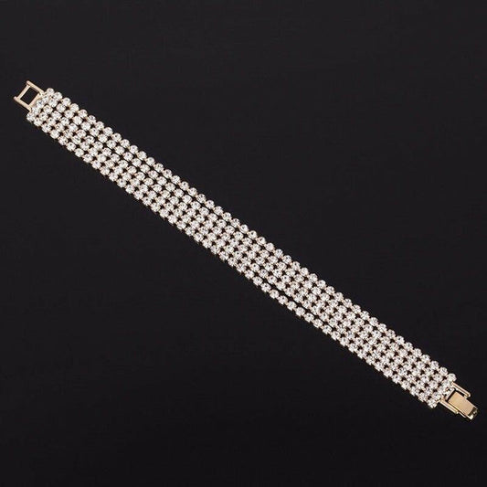 Stunning Rose Gold Plated Rhinestone Crystal Multi String Fashion Jewelry Bracelet - EonShoppee
