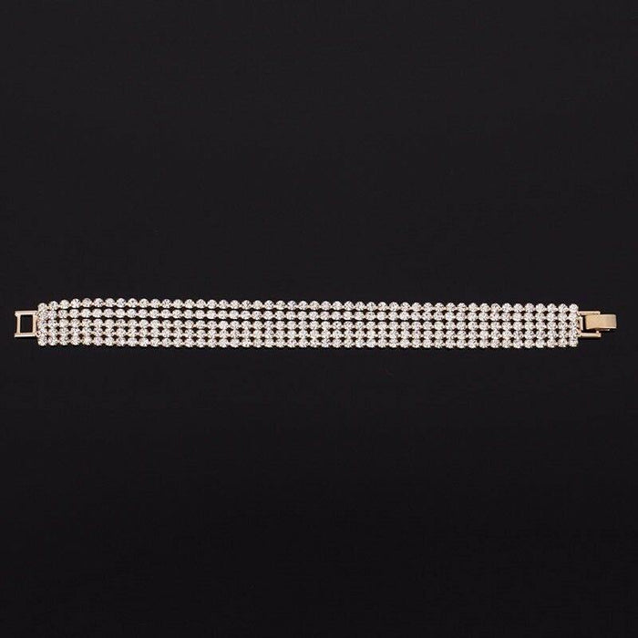 Stunning Rose Gold Plated Rhinestone Crystal Multi String Fashion Jewelry Bracelet - EonShoppee