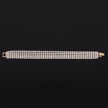 Stunning Rose Gold Plated Rhinestone Crystal Multi String Fashion Jewelry Bracelet - EonShoppee