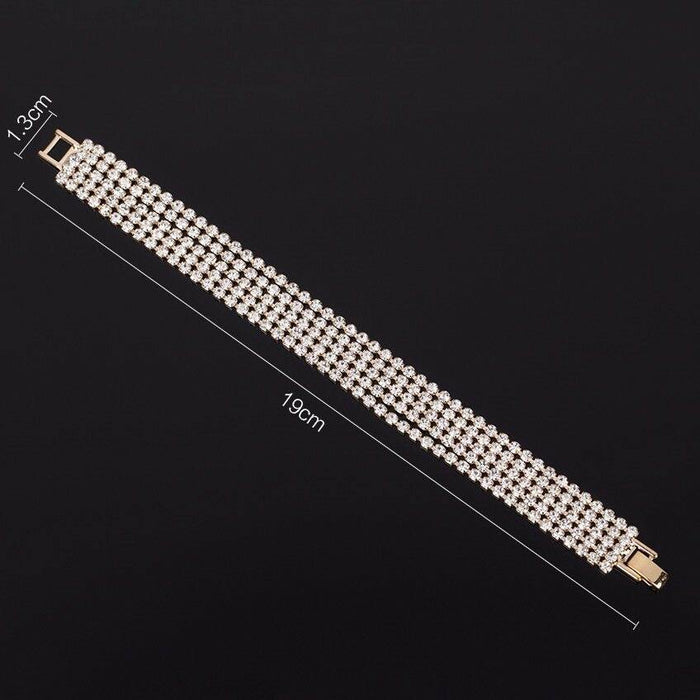 Stunning Rose Gold Plated Rhinestone Crystal Multi String Fashion Jewelry Bracelet - EonShoppee