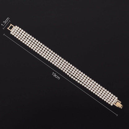 Stunning Rose Gold Plated Rhinestone Crystal Multi String Fashion Jewelry Bracelet - EonShoppee