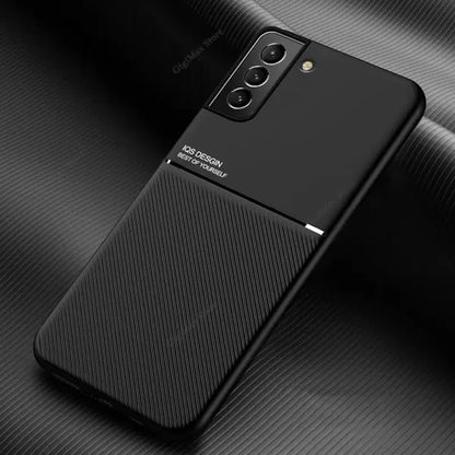 the back of a black samsung phone case