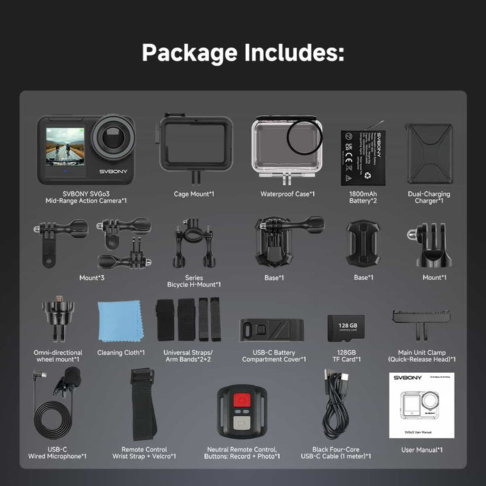 SVBONY SVGO3 4K Waterproof Action Camera (W9324A) Svbony