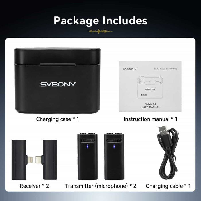 SVBONY SVMic D1 Wireless Lavalier Mini Microphone (W9321A) Svbony
