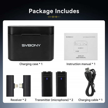 SVBONY SVMic D1 Wireless Lavalier Mini Microphone (W9321A) Svbony