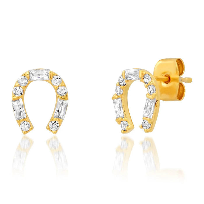 Tai Baguette Horseshoe Stud Earrings