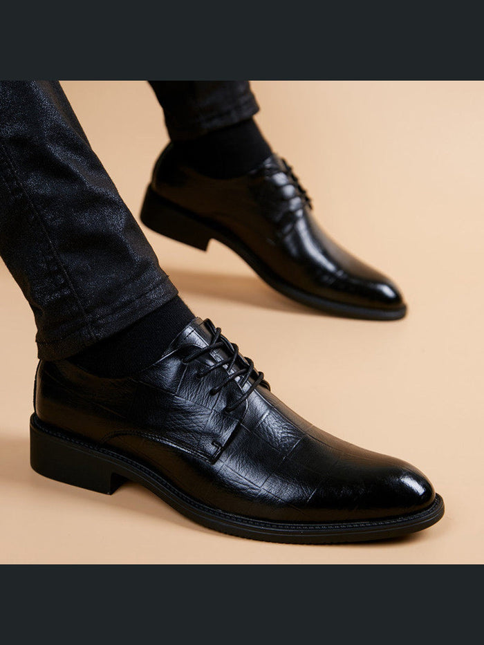 Black handcrafted genuine leather shoes - color image