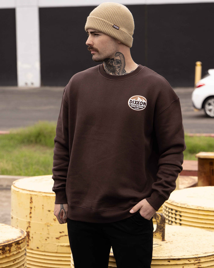 Tan & White Peaks Crewneck - Brown