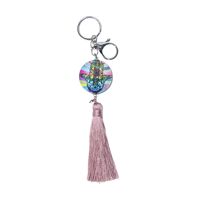 Hamsa Tassel Keychain - Pink