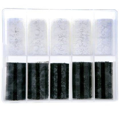 TFS-7 Black & White Netted Foil   Naio Nails