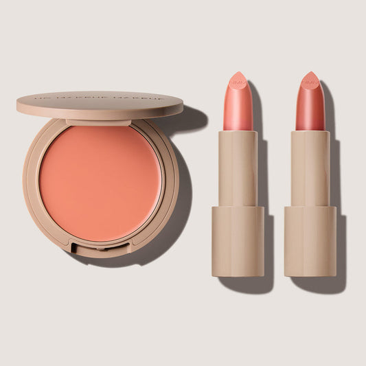 No Makeup Makeup Summer Glow Edit Set containing Lip + Cheek set in Peach and Mirror