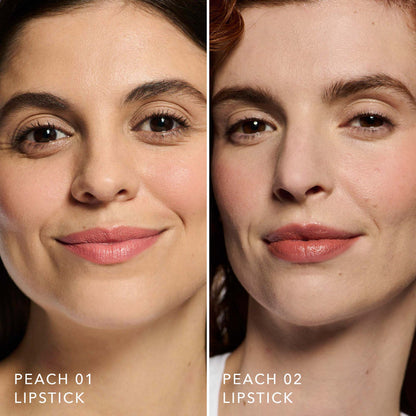 Models wearing No Makeup Makeup® Crème Classic Lipstick in Peach 01 and Peach 02, for a  natural, effortless look.