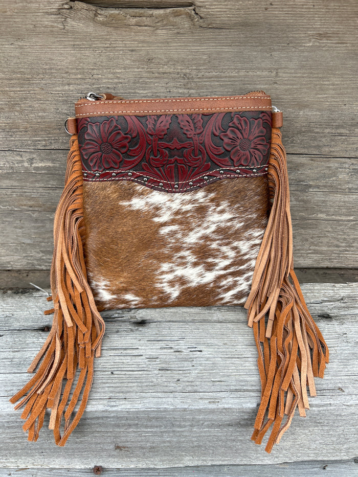 Top Notch Accessories Betty Cowhide Crossbody Brown Leather Fringe Purse