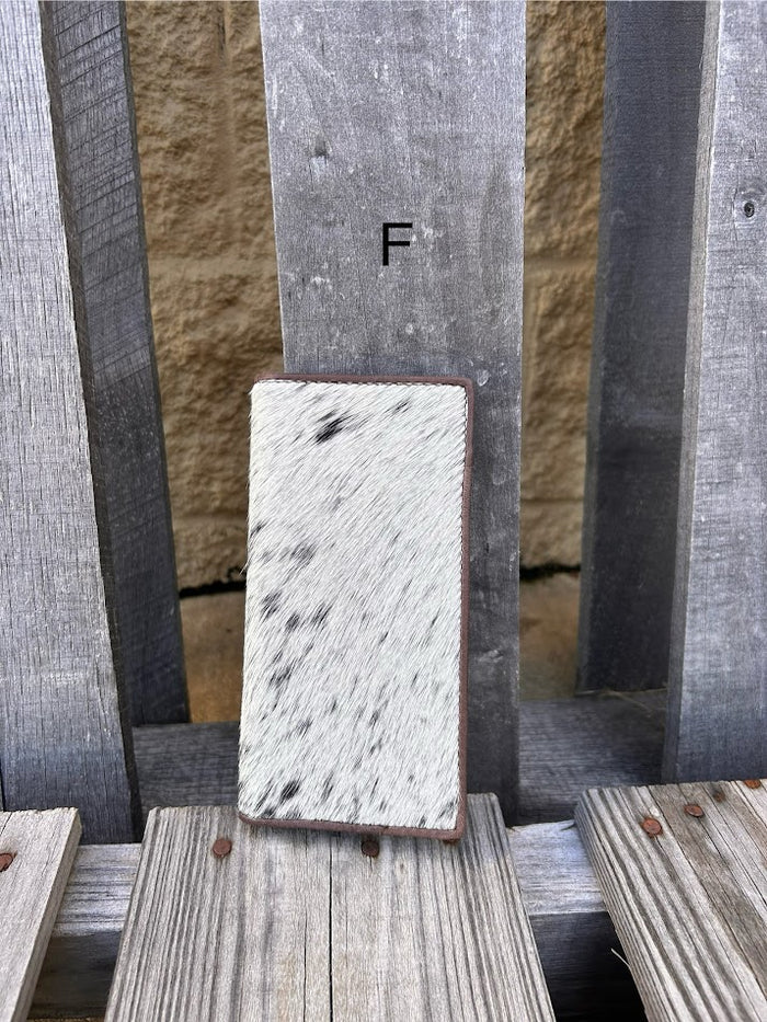 This cowhide leather tall wallet from Top Notch Accessories features 12 card slots and two bill pockets. Front View F