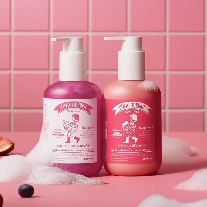 Torhop Pink Aurora Body Wash & Body Lotion 250ml Set