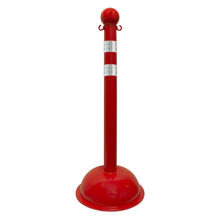 Traffic Control Plastic Stanchion with DOT Reflective Stripes - Crowd Control Warehouse