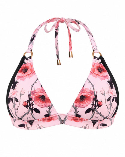 Outline image of Triangle Bikini Top - Rose Thistle/Black