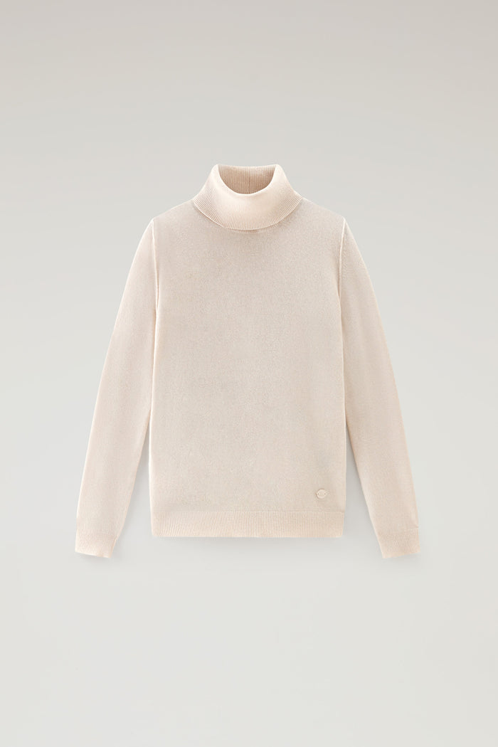 Turtleneck Sweater in Wool Blend Milky Cream