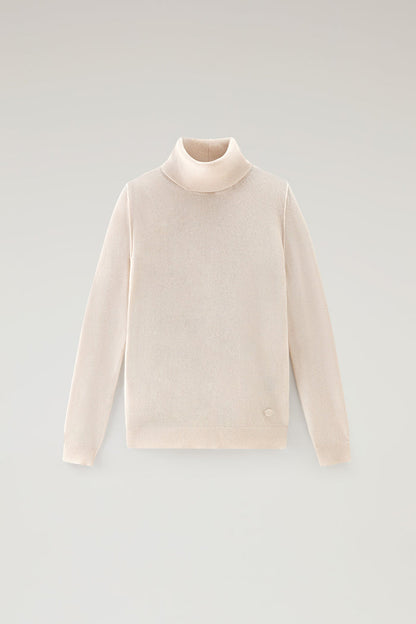 Turtleneck Sweater in Wool Blend Milky Cream