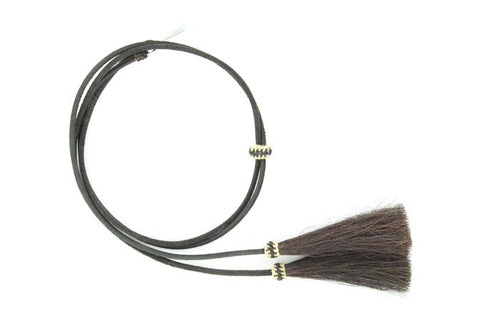 TWISTER 0295301 BLACK GENUINE LEATHER STAMPEDE STRINGS WITH HORSEHAIR TASSELS