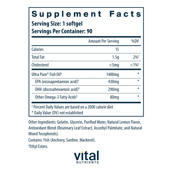 Ultra Pure Fish Oil 800 Pharmaceutical Grade by Vital Nutrients