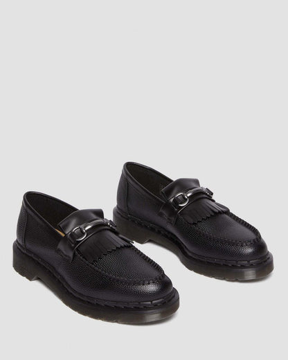 Unisex Adrian Snaffle Pebble Grain Leather Kiltie Loafers Black