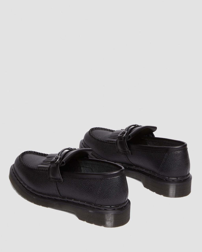 Unisex Adrian Snaffle Pebble Grain Leather Kiltie Loafers Black