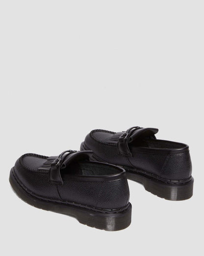 Unisex Adrian Snaffle Pebble Grain Leather Kiltie Loafers Black