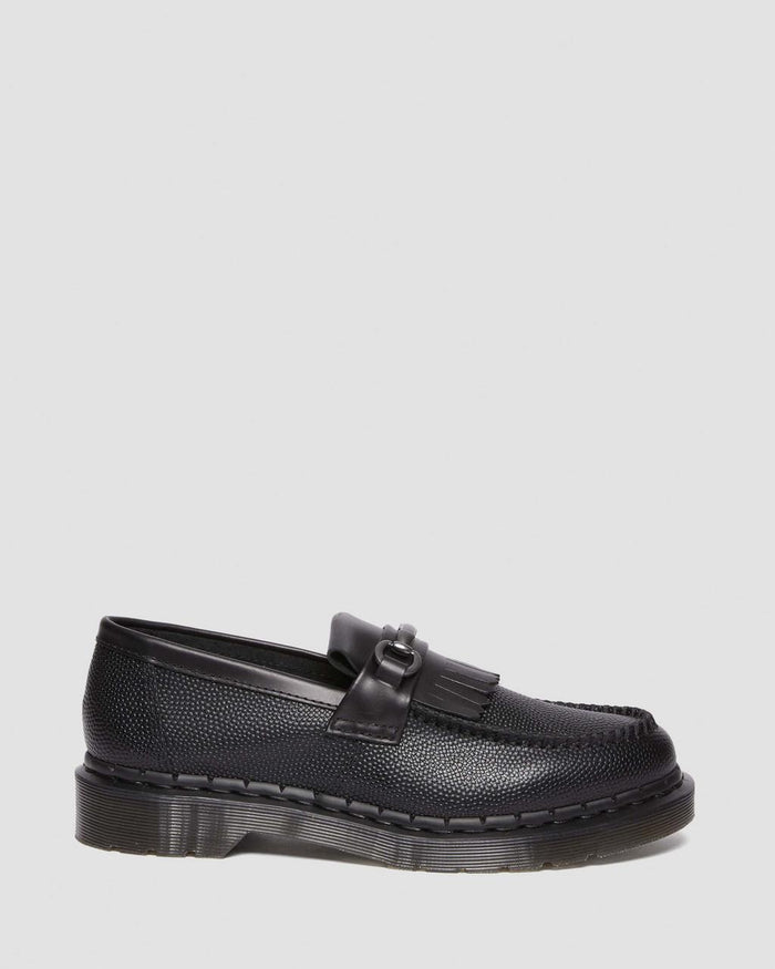 Unisex Adrian Snaffle Pebble Grain Leather Kiltie Loafers Black