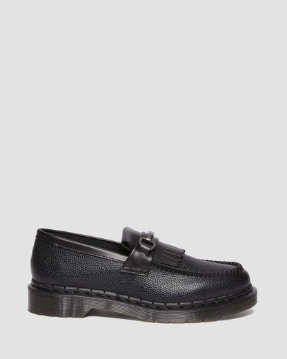 Unisex Adrian Snaffle Pebble Grain Leather Kiltie Loafers Black