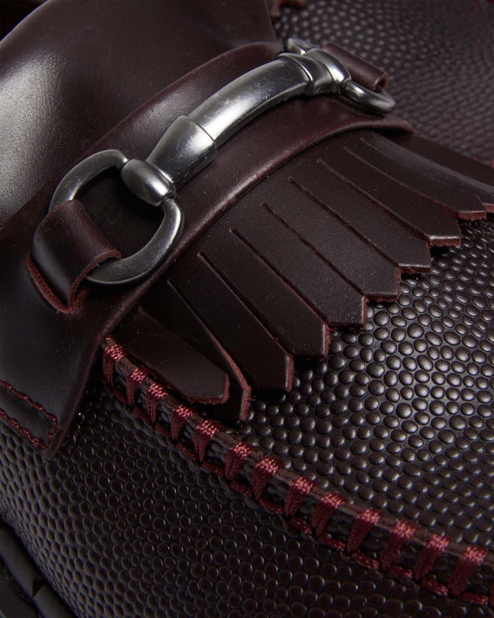 Unisex Adrian Snaffle Pebble Grain Leather Kiltie Loafers Oxblood