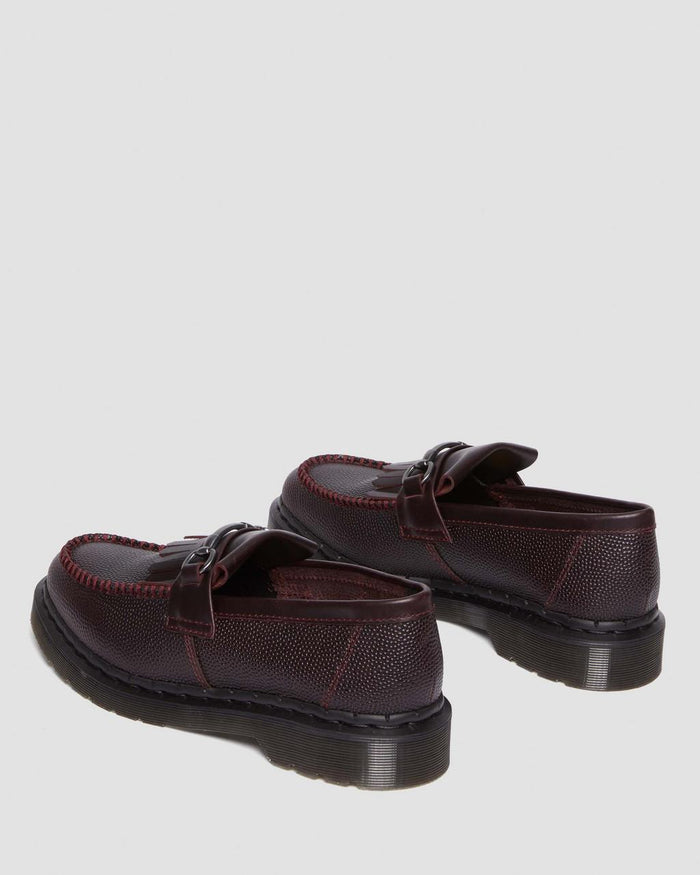 Unisex Adrian Snaffle Pebble Grain Leather Kiltie Loafers Oxblood