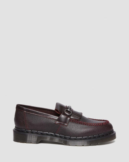 Unisex Adrian Snaffle Pebble Grain Leather Kiltie Loafers Oxblood
