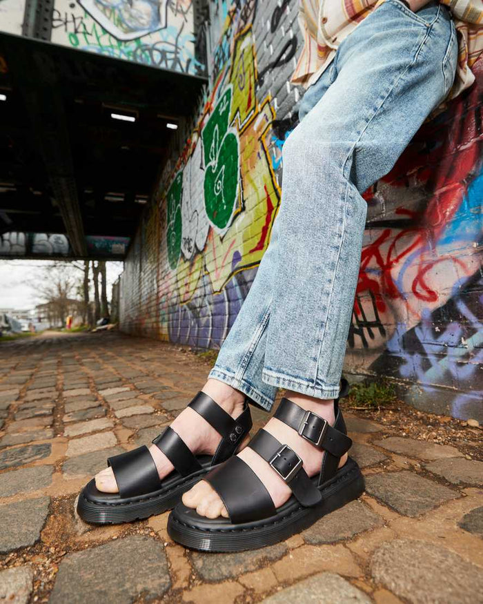 Unisex Gryphon Brando Leather Gladiator Sandals Black