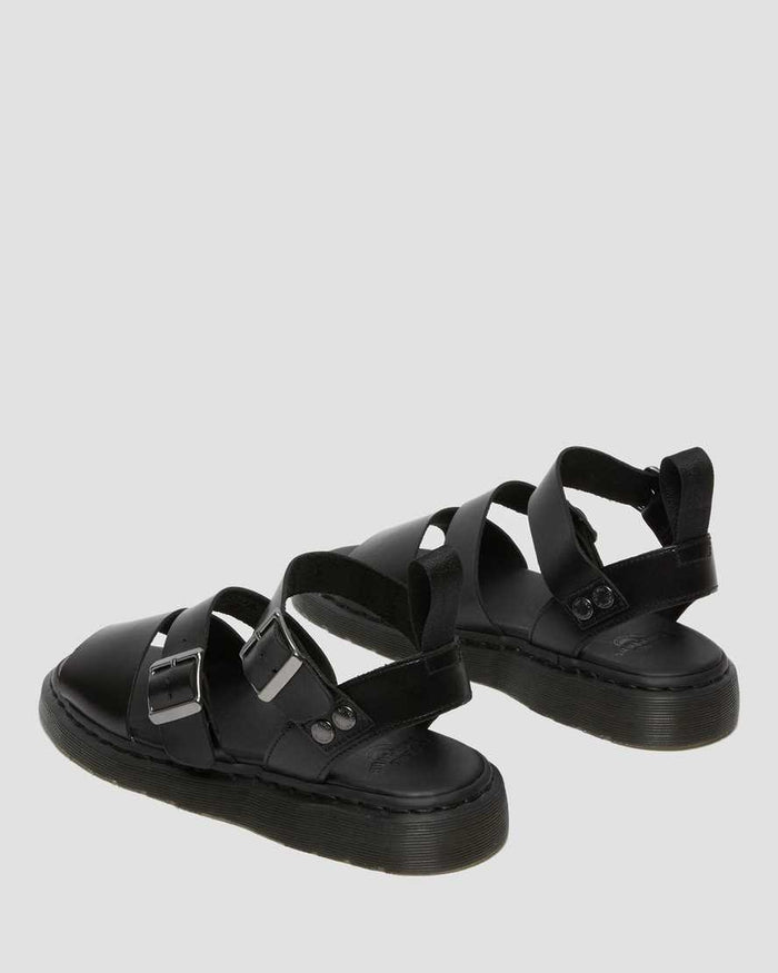 Unisex Gryphon Brando Leather Gladiator Sandals Black
