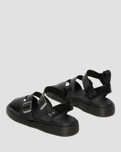 Unisex Gryphon Brando Leather Gladiator Sandals Black