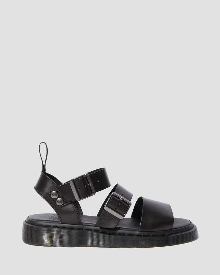Unisex Gryphon Brando Leather Gladiator Sandals Black