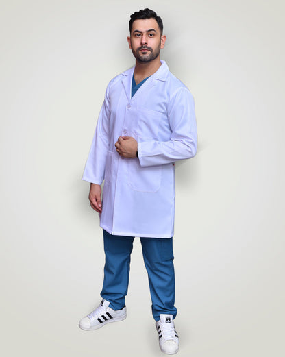 male doctor showing the lab coat