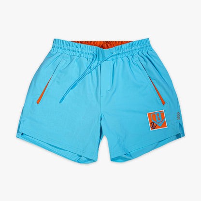 Blue UVChangeup Trash Talk shorts — front view
