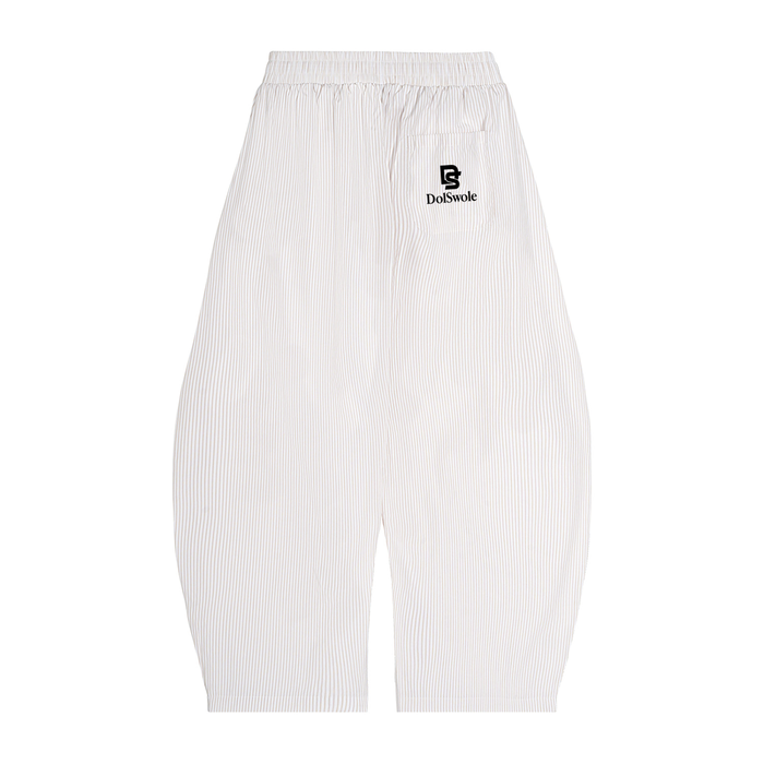 Vertical Stripe Drawstring Barrel Pants
